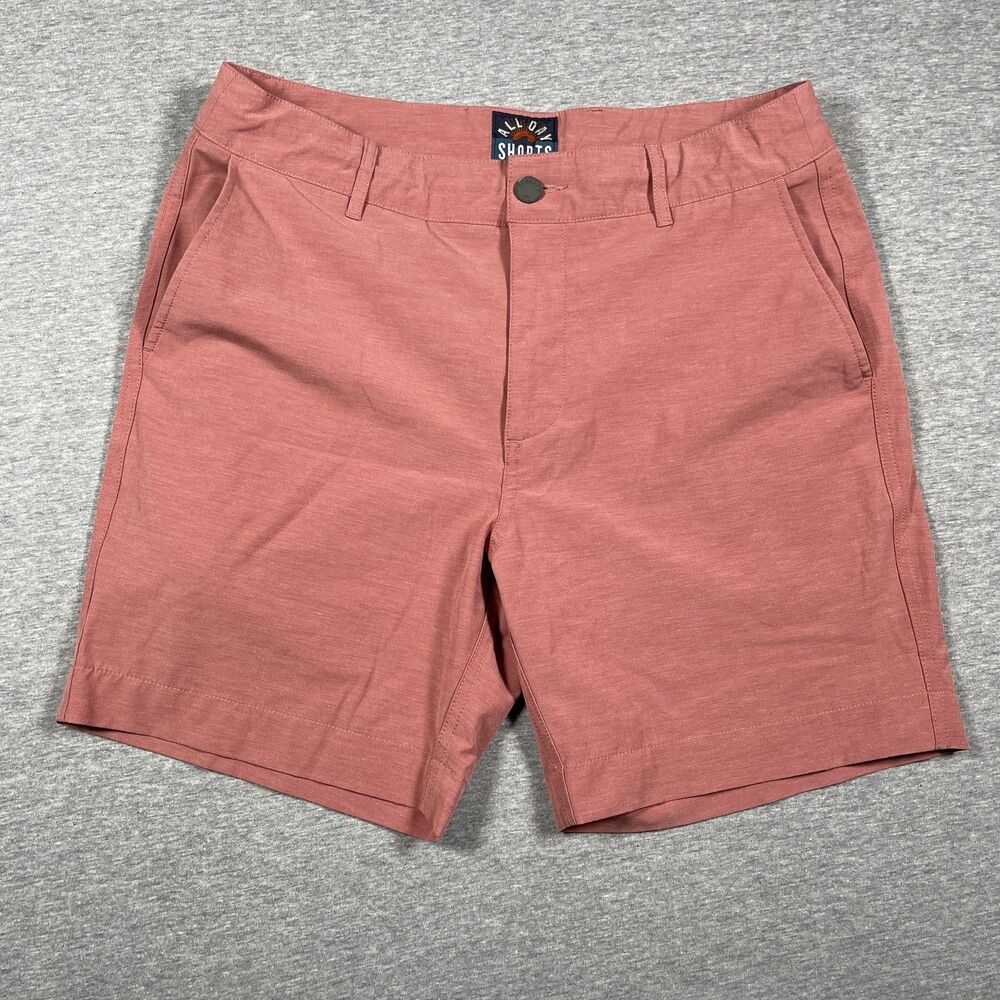Faherty Chino Shorts Mens 31 Pink Polyester Cotton Spandex Casual Summer